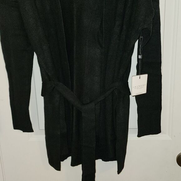 Laundry by Shelli Segal Black Open Cardigan With Slits - Picture 5 of 5